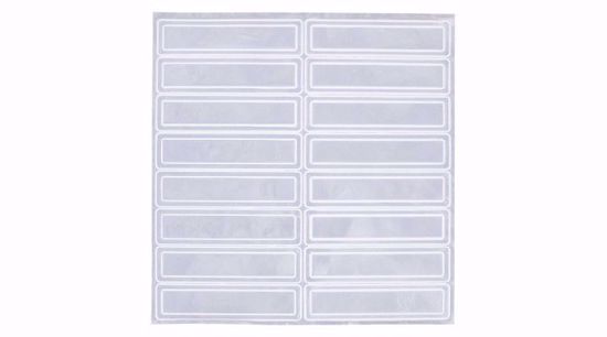 Picture of White Reflective Hard Hat Sticker. 1" X 4", 16/sheet, PER SHEET